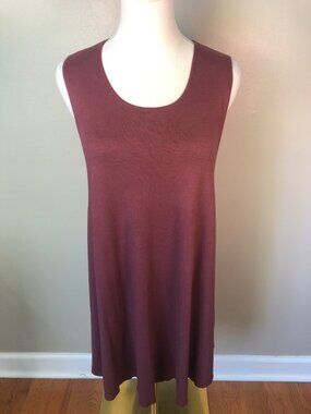 Brandy Melville Sleeveless Burgundy Cotton Blend Swing Dress Made In Italy Sz M